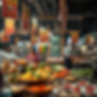 Culinary Diversity in Dubai A vibrant market scene featuring local food and dining