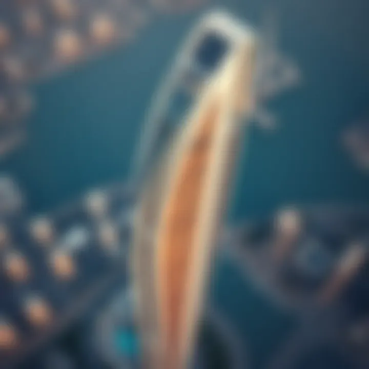 Stunning Aerial Perspective of Arc Tower B Aerial view of Arc Tower B showcasing its unique design