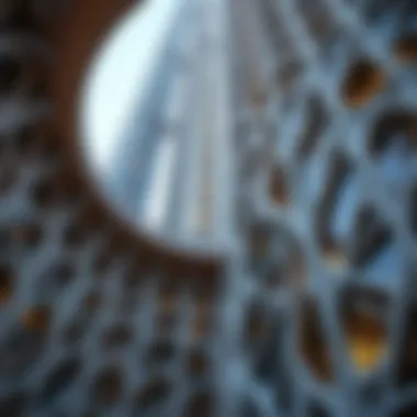 Intricate Architectural Features of Arc Tower B Close-up of the architectural details of Arc Tower B