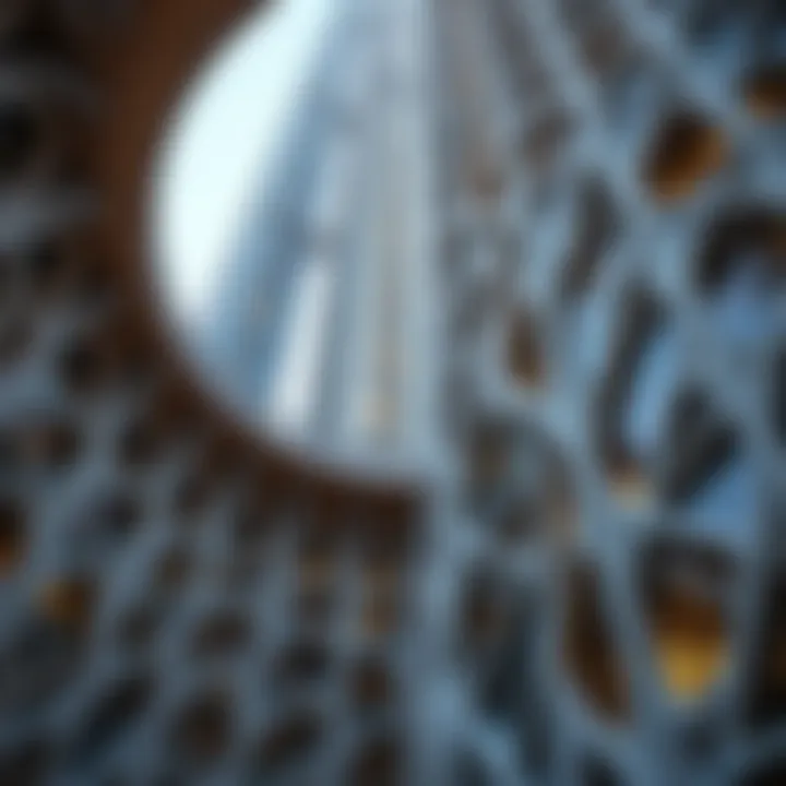 Intricate Architectural Features of Arc Tower B Close-up of the architectural details of Arc Tower B