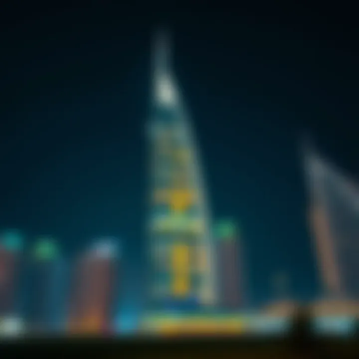 Illuminated Beauty of Arc Tower B at Night Night view of Arc Tower B illuminated