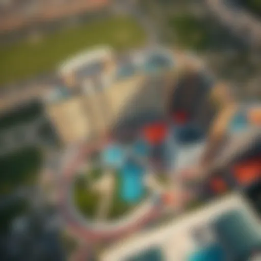 Aerial view of Central Park Plaza showcasing its modern design