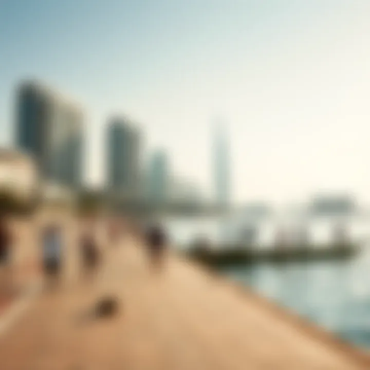 People enjoying leisure activities by the waterfront on Deira Island