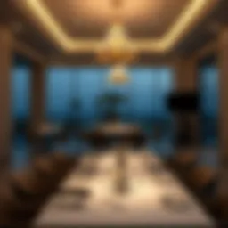 Elegant dining setting with ambient lighting