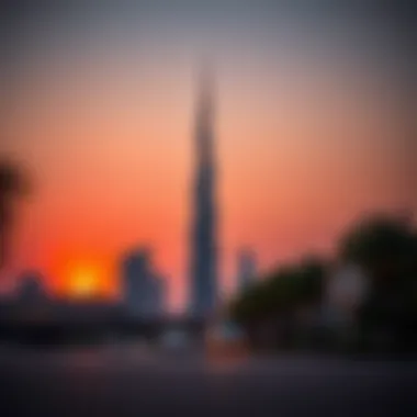 Stunning view of Al Shafar Tower at sunset