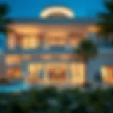 Luxurious beach villa facade showcasing modern architecture