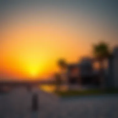 Sunset over a beachfront villa, highlighting its serene environment