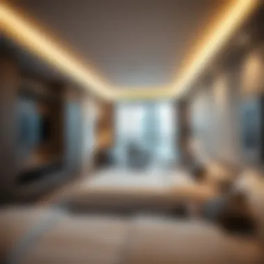 An interior shot of a modern bedspace unit designed for communal living.