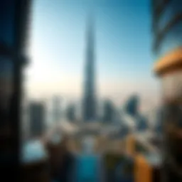 Panoramic view of Burj Khalifa from Dubai Mall