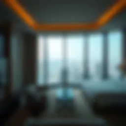 Luxurious hotel suite with panoramic city views