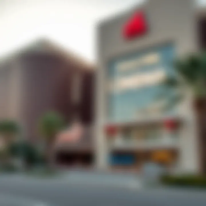A stunning view of the exterior architecture of Dubai Hills Cinema showcasing its modern design