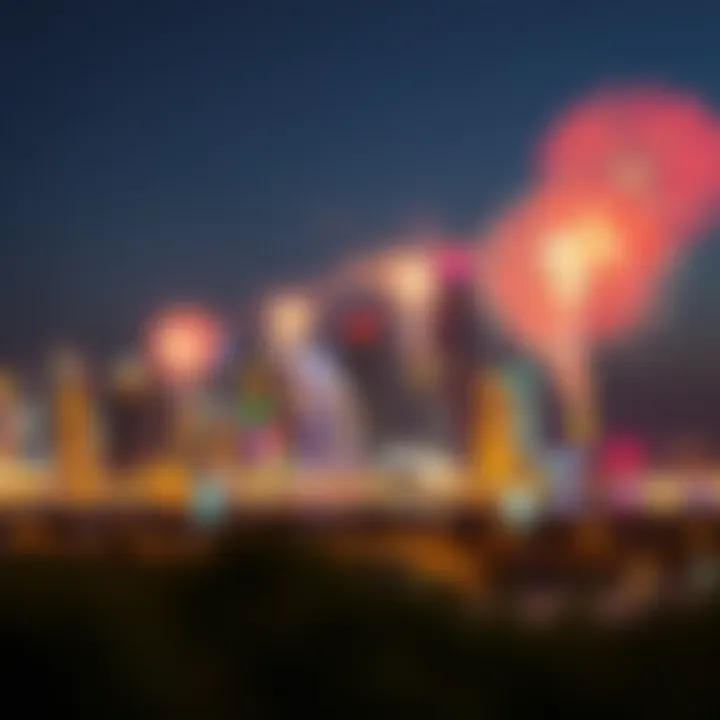 Skyline Illuminated: A Spectacular Display Fireworks illuminating Dubai’s skyline during a national holiday