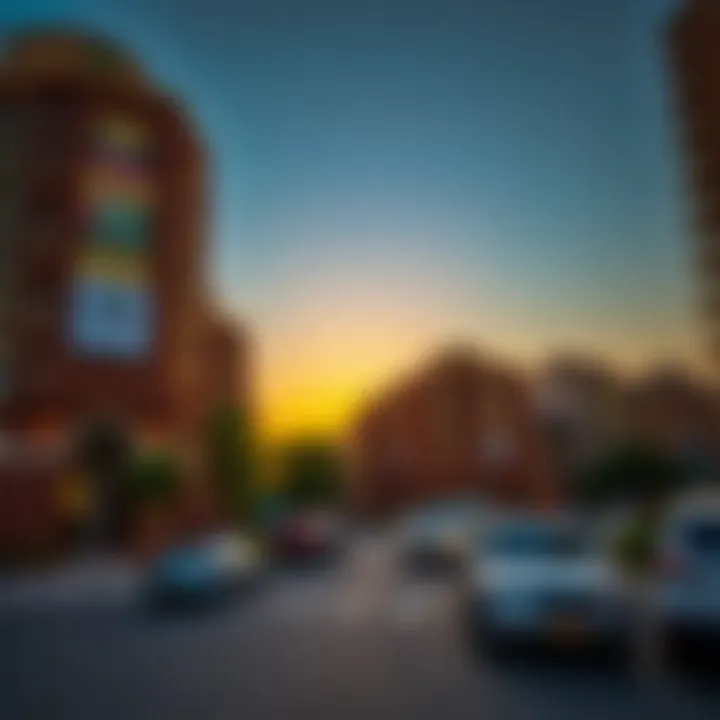 Urban Development at Sunset on Khalifa Bin Zayed Street Scenic view of Khalifa Bin Zayed Street at sunset highlighting urban development