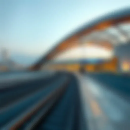 Architectural view of Nad Al Sheba Metro Station showcasing modern design