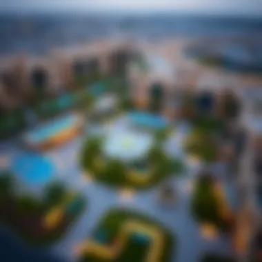 Community Amenities in Muhaisnah 4 Aerial view of Muhaisnah 4 highlighting community amenities