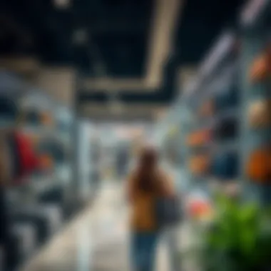 A shopper browsing through an array of high-end brands in an outlet store