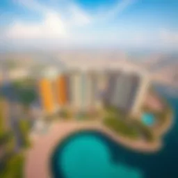 A stunning aerial view of Peninsula Two showcasing its modern architectural design and surroundings