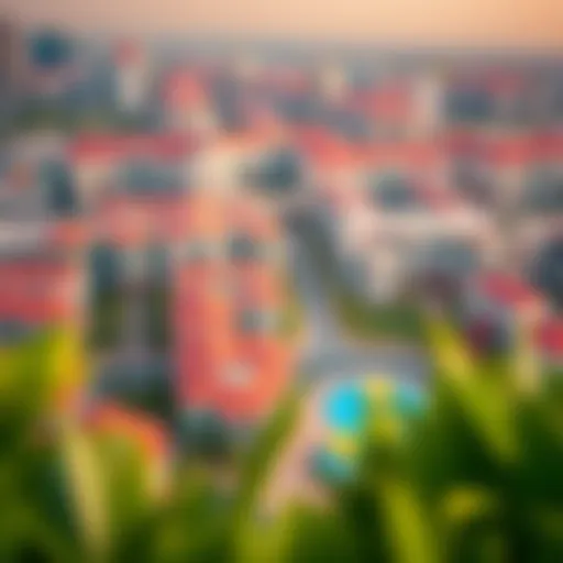 Aerial view of Jumeirah Village Circle showcasing its architectural diversity