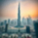 Stunning view of Al Fakhama Tower against the Dubai skyline