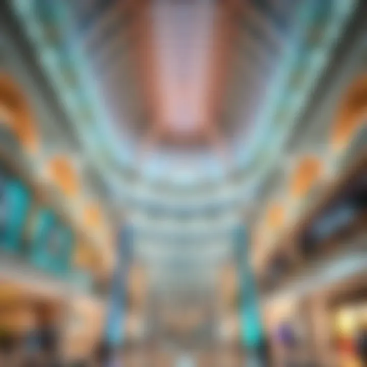 Architectural details showcasing the unique design of the mall