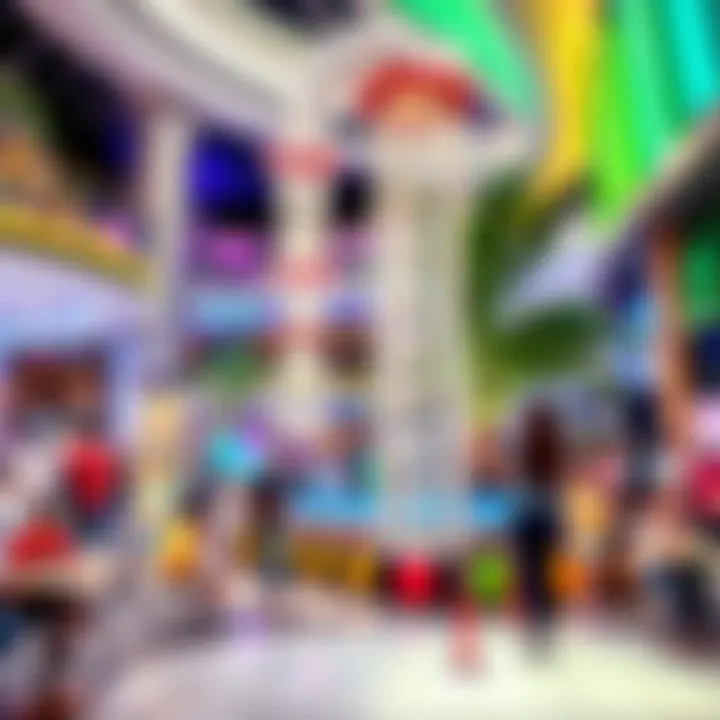 Vibrant entertainment section filled with visitors enjoying activities