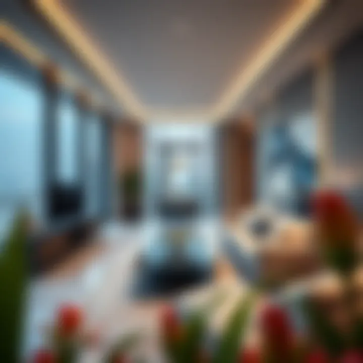 Interior design of a luxury apartment within XL Tower, highlighting modern aesthetics