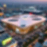 Aerial view of Dubai trade centre bustling with activity