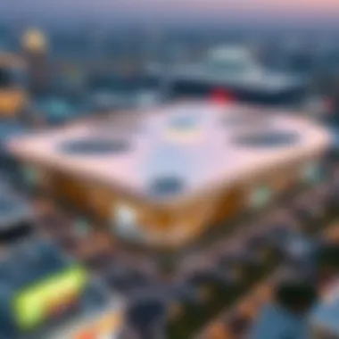 Aerial view of Dubai trade centre bustling with activity