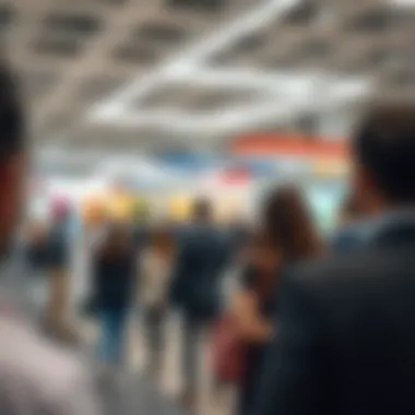 Networking event at a trade fair with engaged attendees
