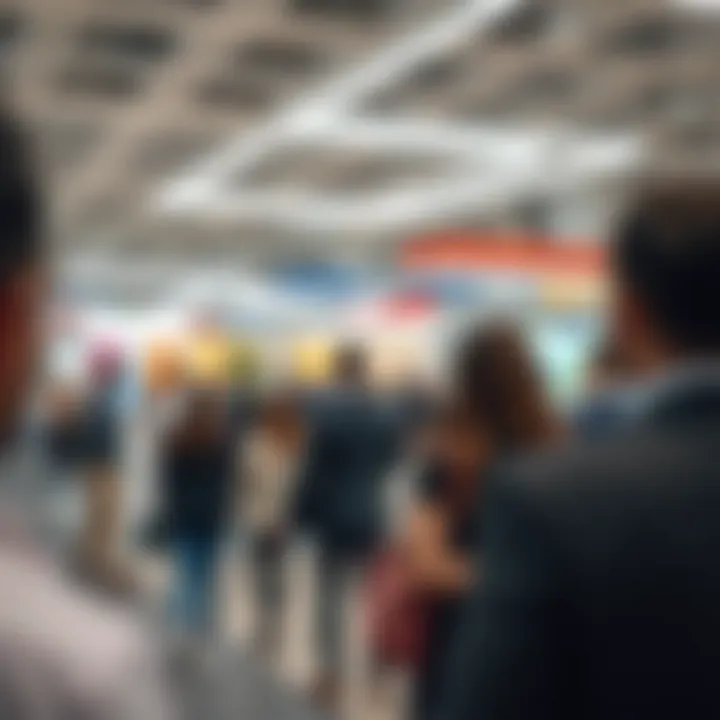 Networking event at a trade fair with engaged attendees