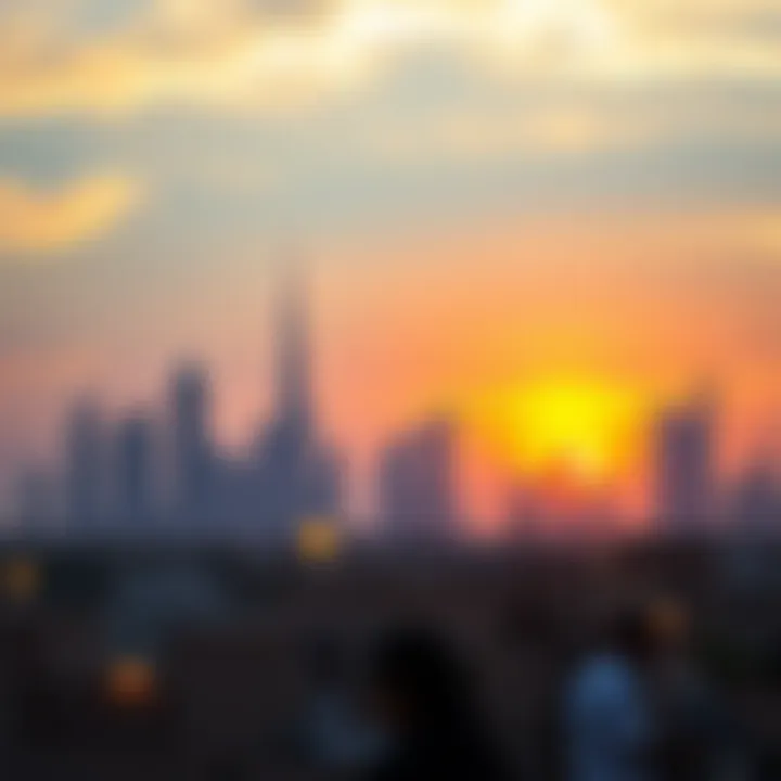 Dubai's Skyline Embracing Ramadan Dubai Skyline at Sunset during Ramadan