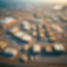 Aerial view of Al Quoz industrial area showcasing warehouses and logistics facilities