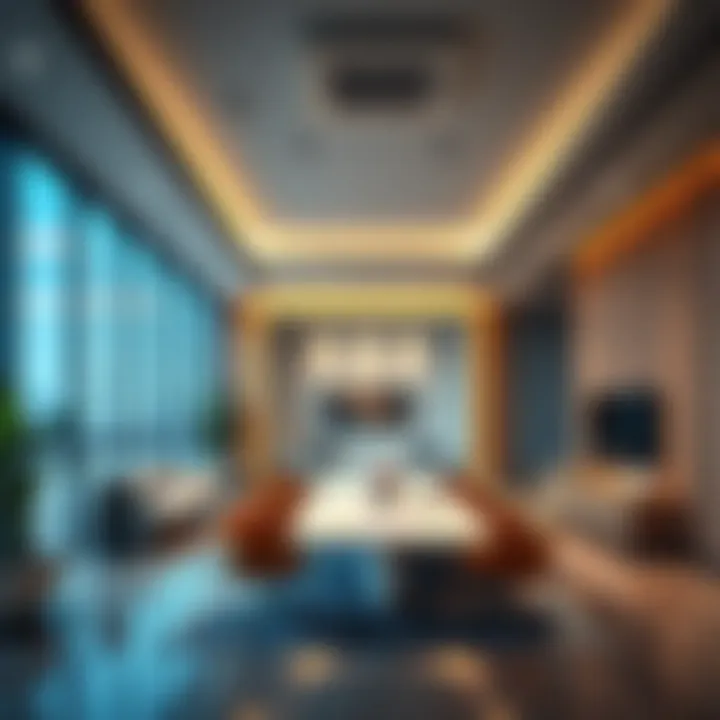 Elegant office interior showcasing contemporary design elements