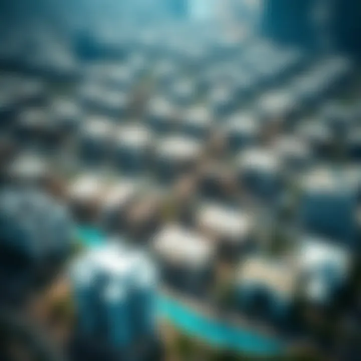 Aerial View of Dubai Properties An aerial view of Dubai showcasing various properties and their Makani numbers