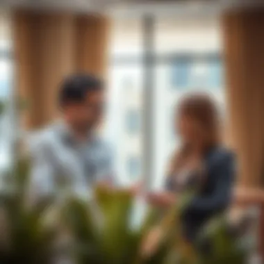 A real estate broker discussing property options with clients