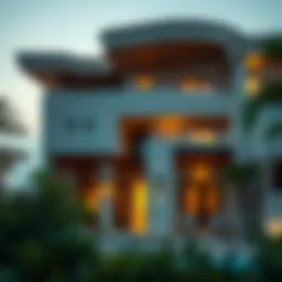 Stunning exterior view of Rashidiya Villa showcasing unique architectural elements