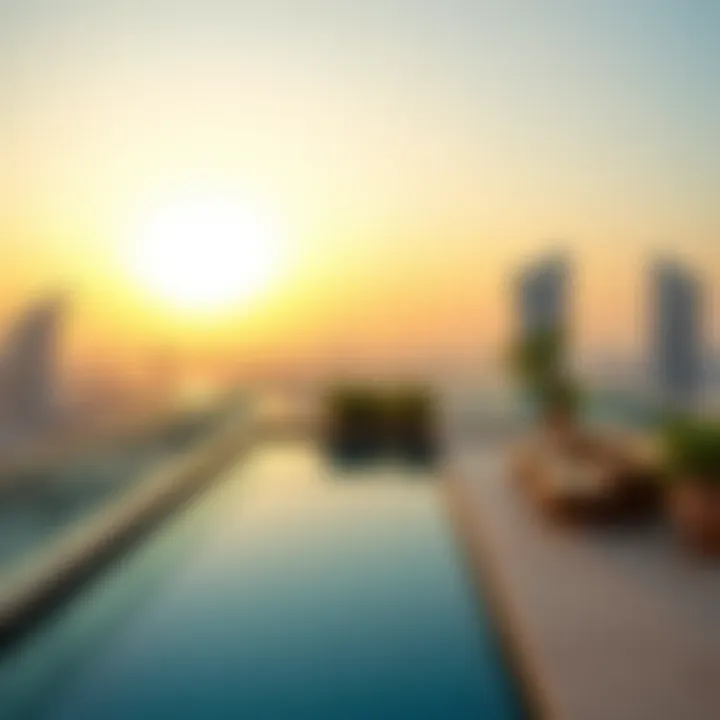 Private terrace with infinity pool overlooking the city