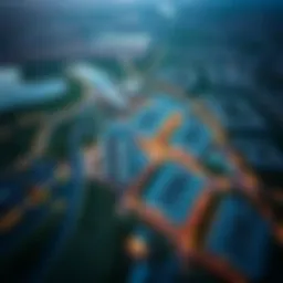 Aerial view showcasing The Greens community and its surroundings