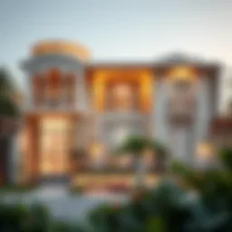 Luxurious villa exterior showcasing architectural elegance