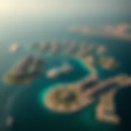 Aerial view of the World Islands showcasing their unique shape and layout.