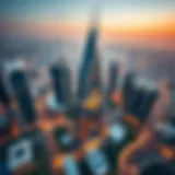 Aerial view of Trade Center 1 showcasing its unique architectural design