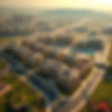 Aerial view of Dubai Hills Aerial view of Dubai Hills showcasing luxurious villas and green spaces