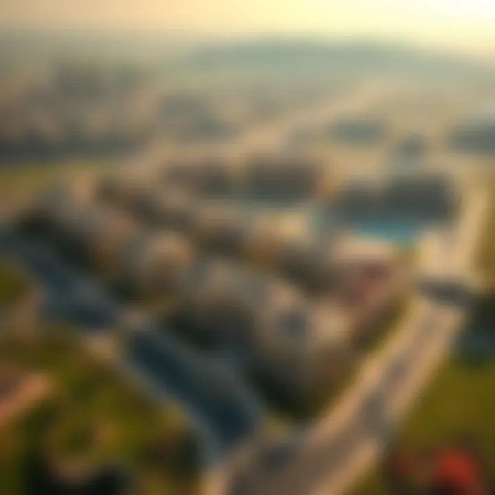 Aerial view of Dubai Hills Aerial view of Dubai Hills showcasing luxurious villas and green spaces