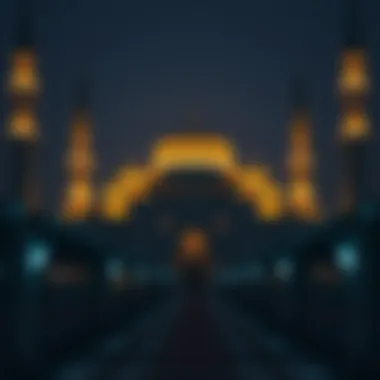 Mosque Celebrations During Ramadan A mosque beautifully lit up during the holy month