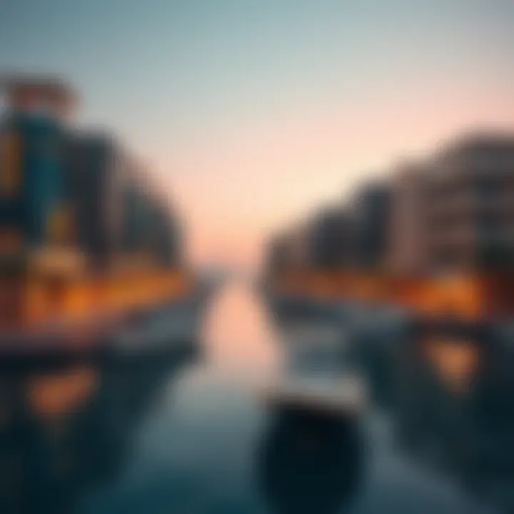 Stunning Waterfront Residential Areas in Dubai Beautiful waterfront view of Dubai's elite residential areas